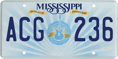 MS license plate ACG236