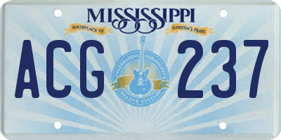 MS license plate ACG237