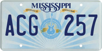 MS license plate ACG257
