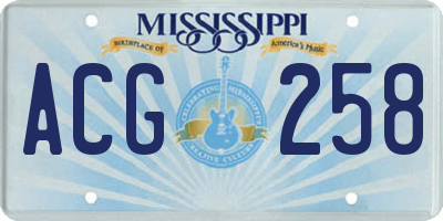 MS license plate ACG258