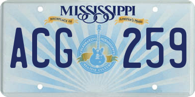 MS license plate ACG259