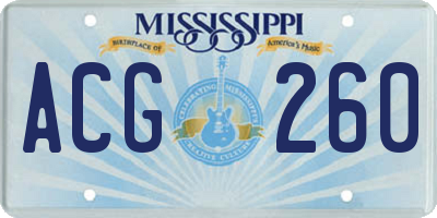 MS license plate ACG260