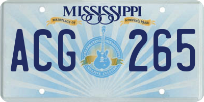 MS license plate ACG265