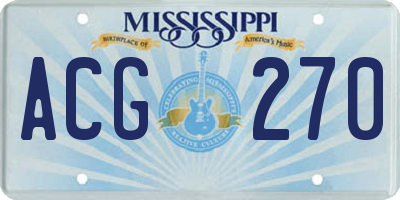 MS license plate ACG270