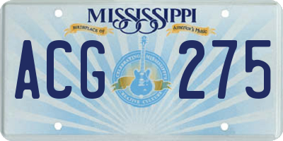 MS license plate ACG275