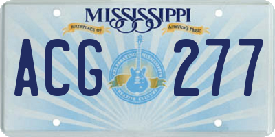 MS license plate ACG277