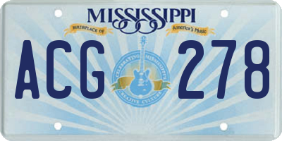 MS license plate ACG278