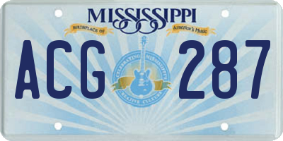 MS license plate ACG287