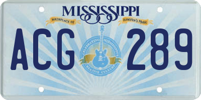 MS license plate ACG289