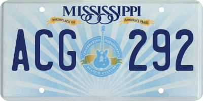 MS license plate ACG292