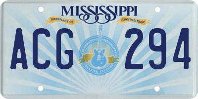 MS license plate ACG294