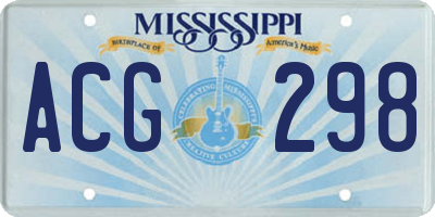 MS license plate ACG298