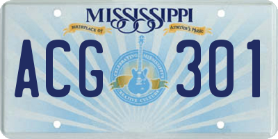 MS license plate ACG301