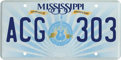 MS license plate ACG303