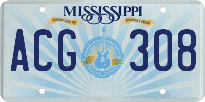 MS license plate ACG308