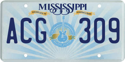 MS license plate ACG309
