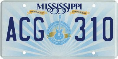 MS license plate ACG310