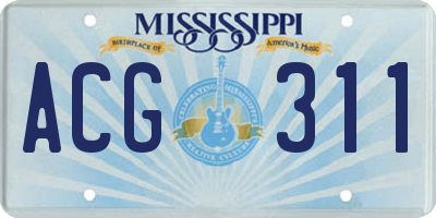 MS license plate ACG311