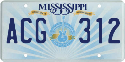 MS license plate ACG312