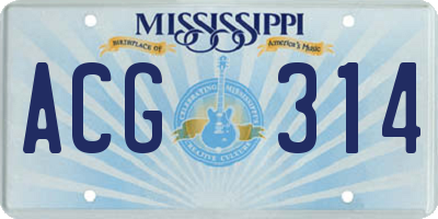 MS license plate ACG314