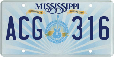 MS license plate ACG316