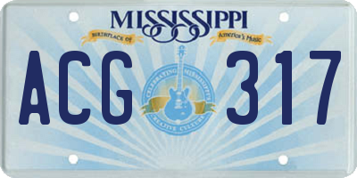 MS license plate ACG317