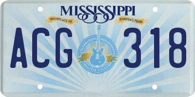 MS license plate ACG318