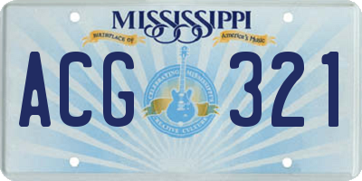 MS license plate ACG321