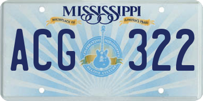 MS license plate ACG322