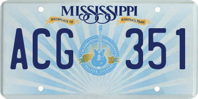 MS license plate ACG351