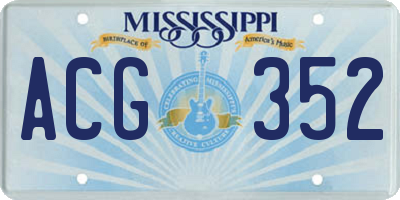 MS license plate ACG352