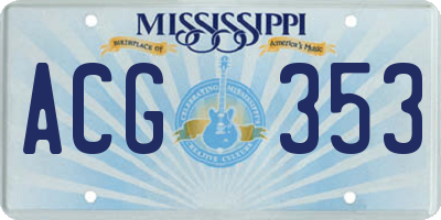 MS license plate ACG353