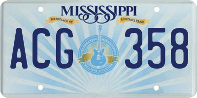 MS license plate ACG358