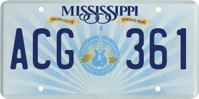 MS license plate ACG361