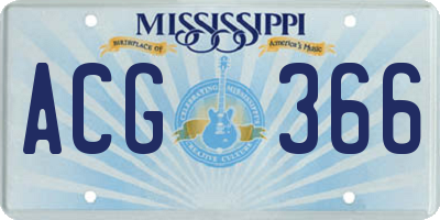 MS license plate ACG366