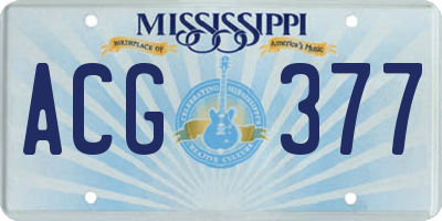 MS license plate ACG377