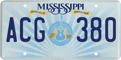 MS license plate ACG380