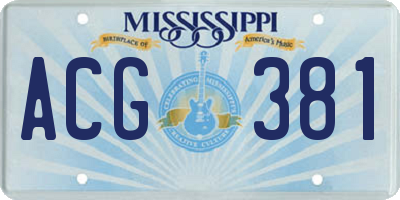MS license plate ACG381