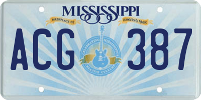 MS license plate ACG387