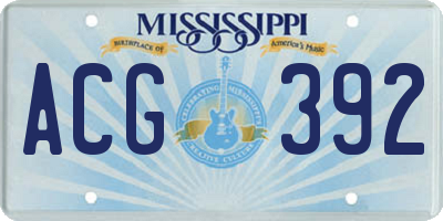 MS license plate ACG392