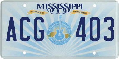 MS license plate ACG403