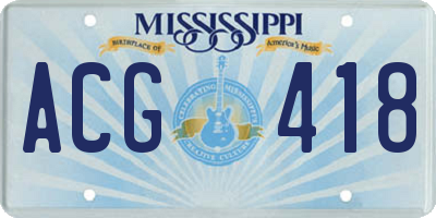 MS license plate ACG418