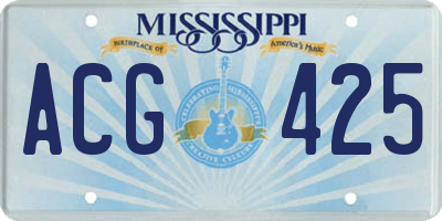 MS license plate ACG425
