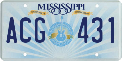 MS license plate ACG431