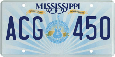 MS license plate ACG450