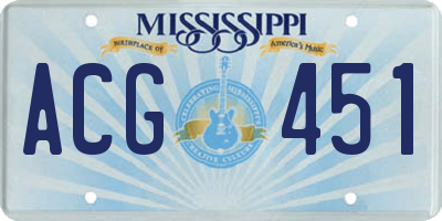 MS license plate ACG451