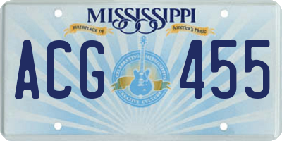 MS license plate ACG455