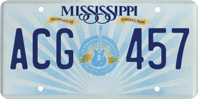 MS license plate ACG457