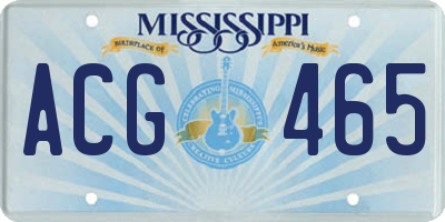 MS license plate ACG465