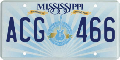 MS license plate ACG466
